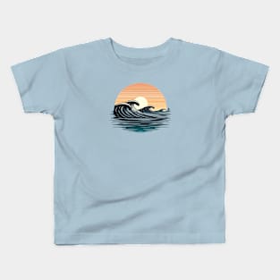 Sunset Wave Riding Kids T-Shirt